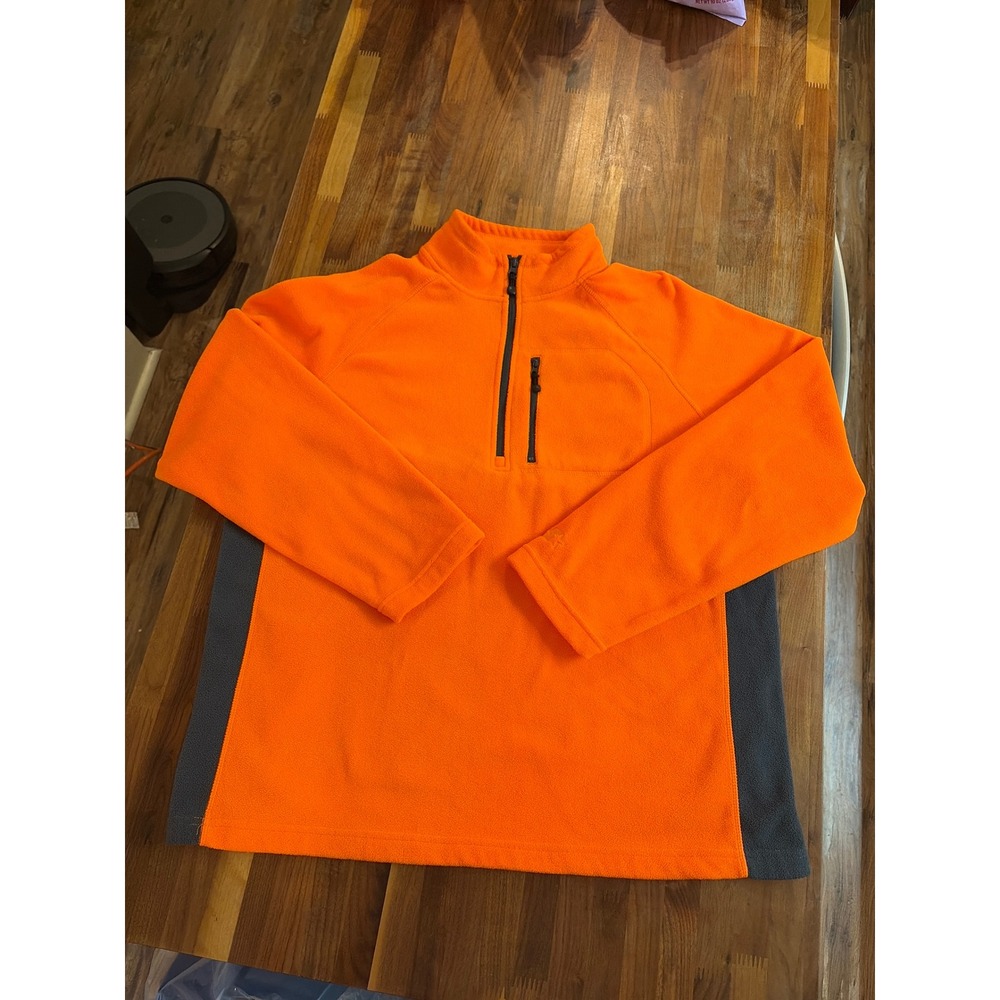 Starter Mens Fleece Quarter Zip Pullover Orange Gray Activewear RM35441 Large